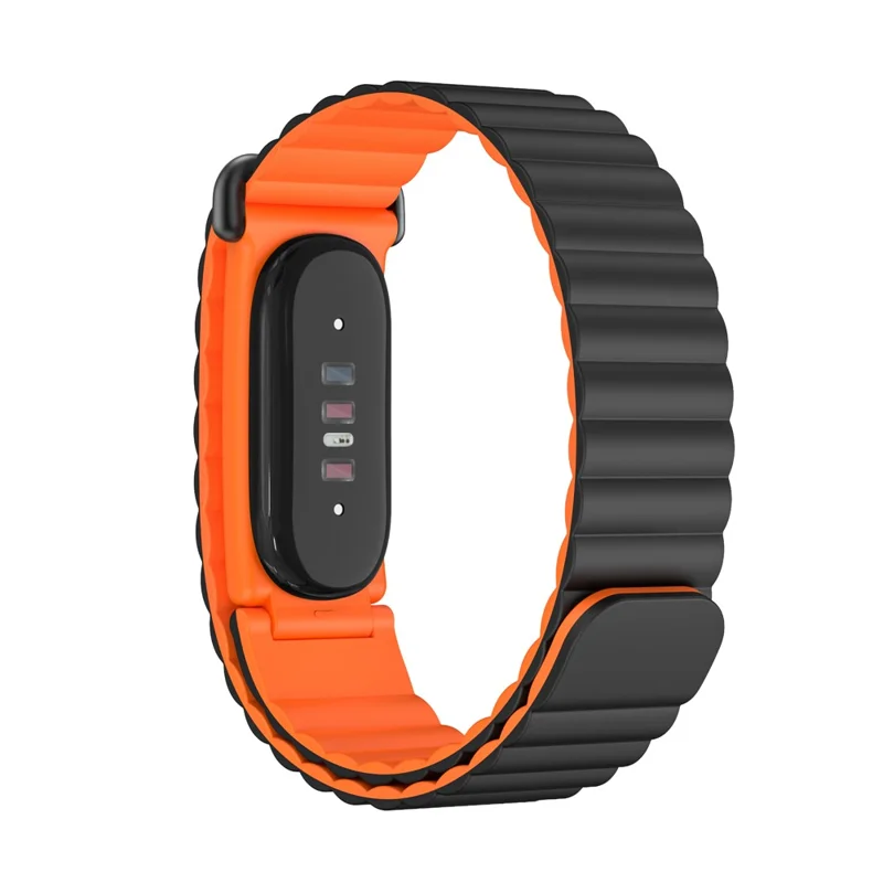 Correa para Google Fitbit Air, textura clásica, silicona + TPU magnética - Negro Naranja + Marco Naranja