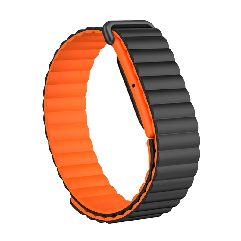 Correa para Google Fitbit Air, textura clásica, silicona + TPU magnética - Negro Naranja + Marco Naranja
