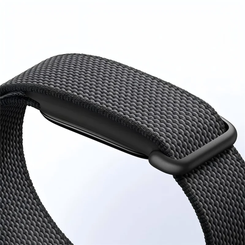 For Google Fitbit Air Magic Tape Nylon Loop Strap with Metal Buckle Quick Release Adjustable Replacement Wristband - Black