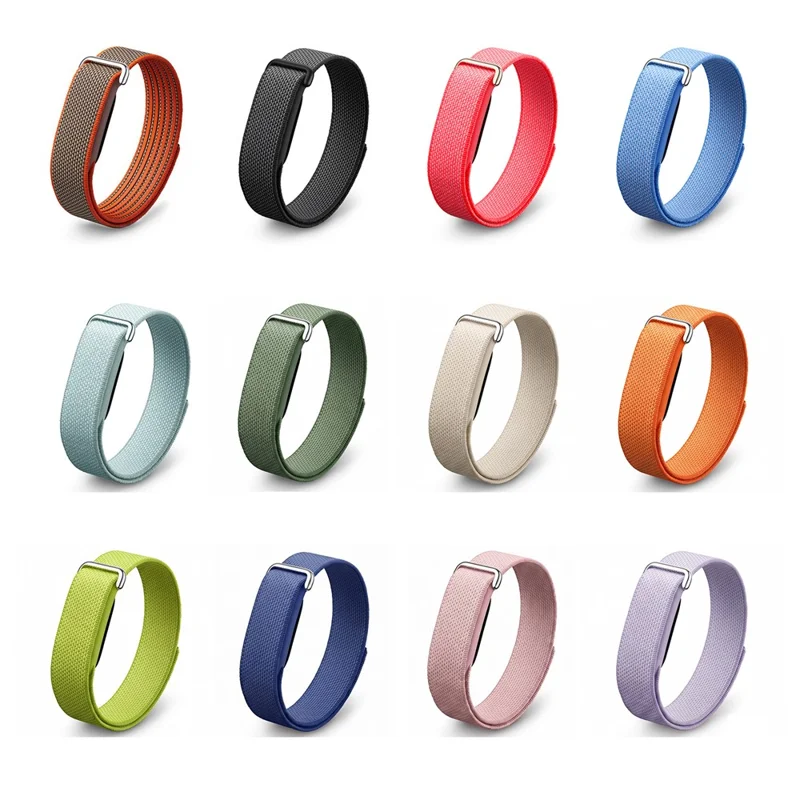 For Google Fitbit Air Magic Tape Nylon Loop Strap with Metal Buckle Quick Release Adjustable Replacement Wristband - Black