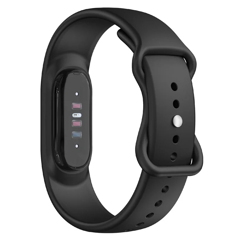 For Google Fitbit Air Strap Figure-8 Buckle Loop Solid Color Silicone Watch Band - Black