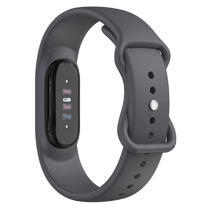For Google Fitbit Air Strap Figure-8 Buckle Loop Solid Color Silicone Watch Band - Dark Grey
