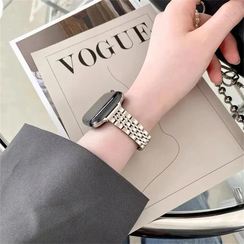 For Apple Watch Ultra 3 2 1 49mm Band 7-Bead Stainless Steel Strap with Full Coverage TPU Watch Case and Removal Tool - Black