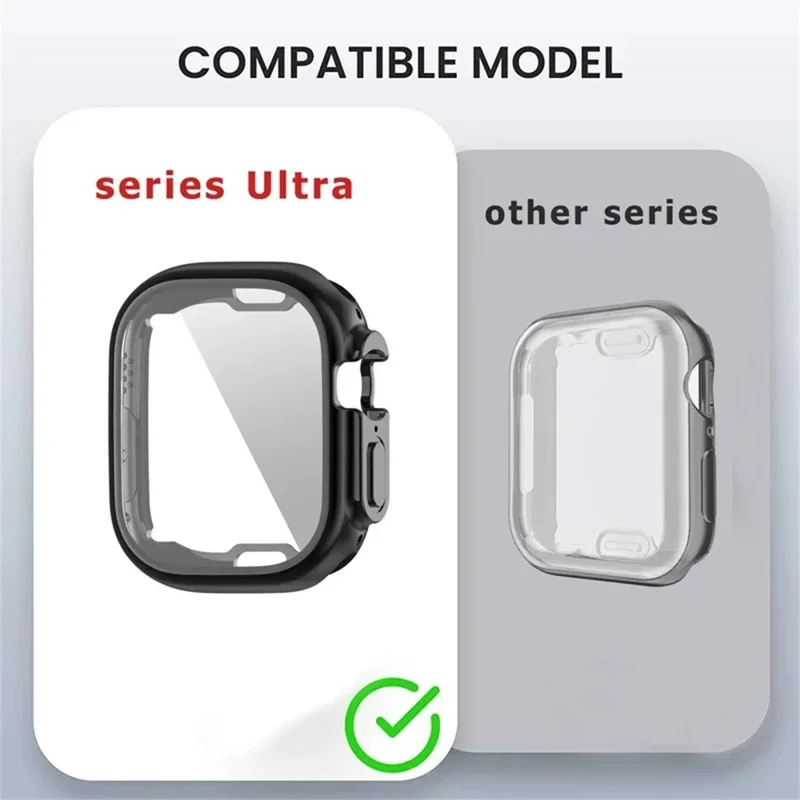 For Apple Watch Ultra 3 2 1 49mm Band 7-Bead Stainless Steel Strap with Full Coverage TPU Watch Case and Removal Tool - Black