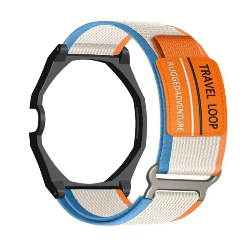 For Swatch Royal Pop Nylon Strap with Watch Case Adjustable Replacement Wristband - Orange Beige