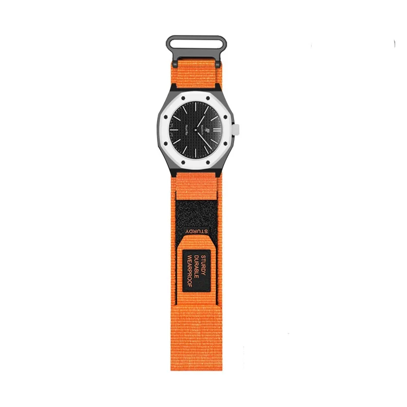 For Swatch Royal Pop Watch Strap with Case Frame Magic Tape Nylon Loop Sport Band - Orange