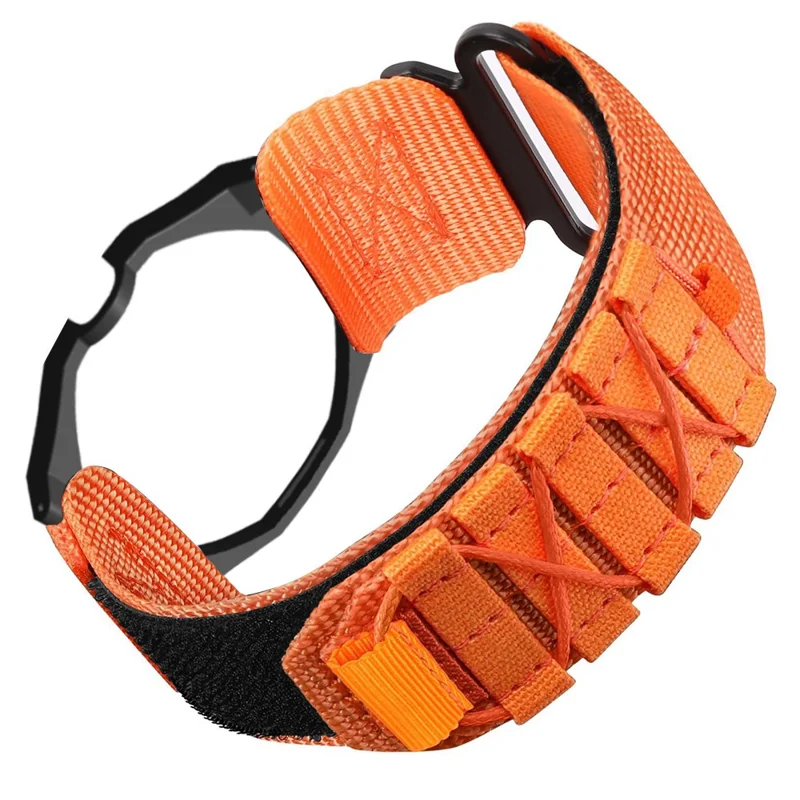 For Swatch Royal Pop Nylon Watch Strap with Case Adjustable Webbing Magic Tape Quick Release Band - Orange