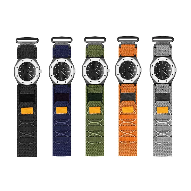 For Swatch Royal Pop Nylon Watch Strap with Case Adjustable Webbing Magic Tape Quick Release Band - Orange