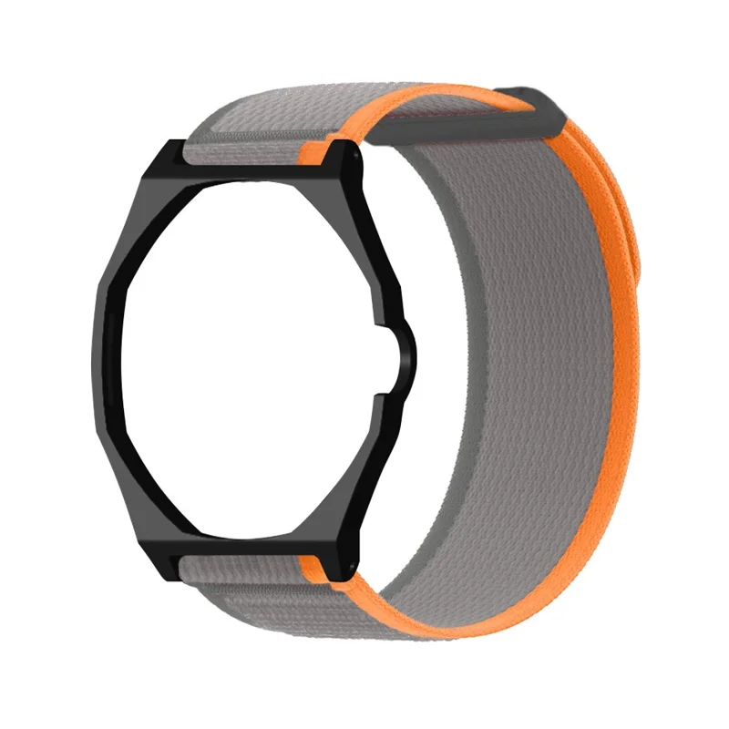 For Swatch Royal Pop Watch Strap with Case Two-Section Loop Sport Nylon Band - Orange+Grey