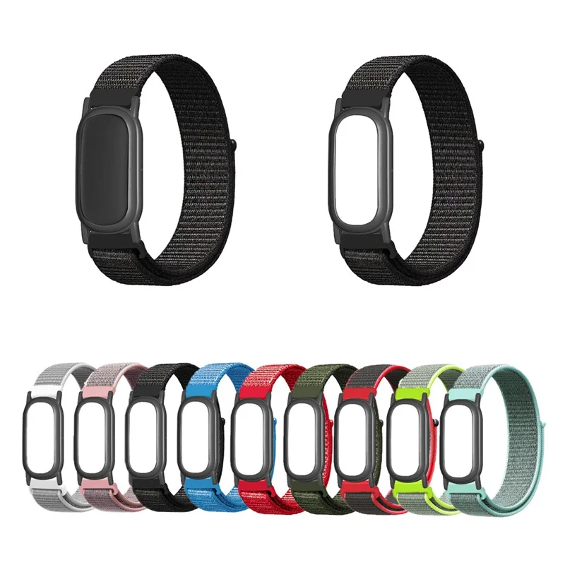 For Google Fitbit Air Nylon Loop Watch Band with Case Breathable Adjustable Replacement Strap - Green