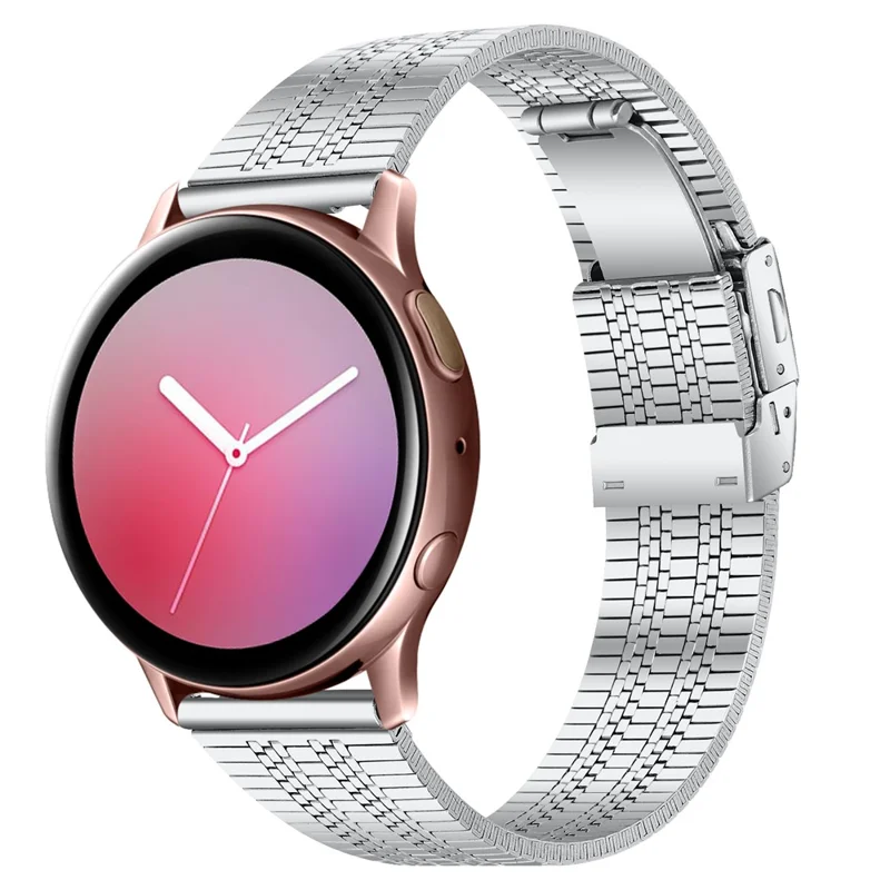 Siebenperlige Edelstahl-Doppelschnallenuhr-Armband für Samsung Galaxy Watch 46mm/Galaxy Watch3 45mm - Silber