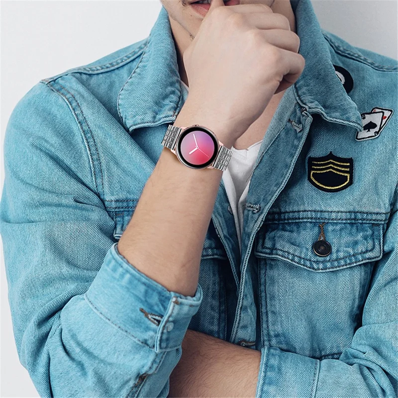 Siebenperlige Edelstahl-Doppelschnallenuhr-Armband für Samsung Galaxy Watch 46mm/Galaxy Watch3 45mm - Silber