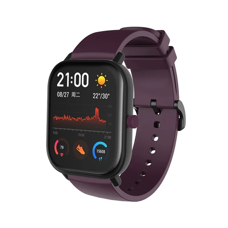 Replacement Silicone Smart Watch Band Adjustable Wrist Strap 20mm for Polar Pacer Pro/Samsung Galaxy Watch4 Classic 46mm 42mm/Watch4 44mm 40mm/Huami Amazfit GTS - Purple