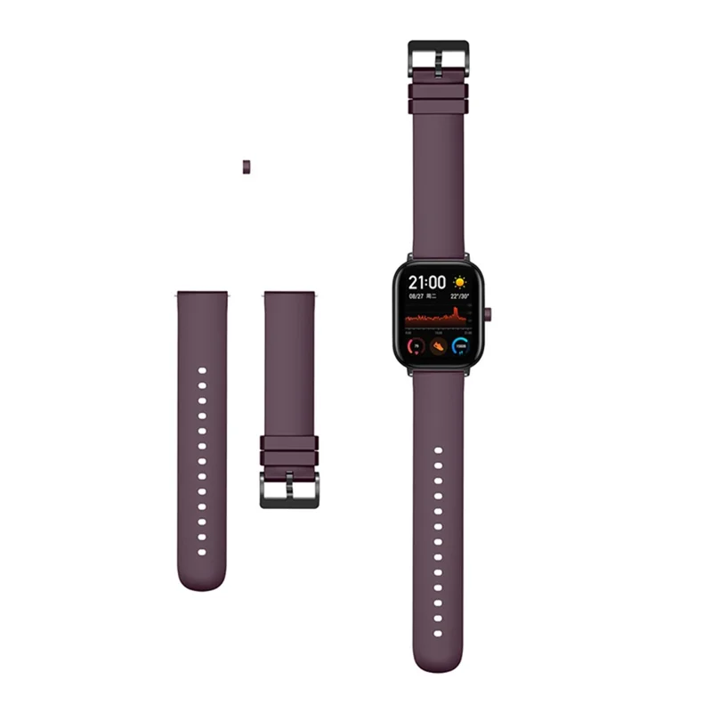 Replacement Silicone Smart Watch Band Adjustable Wrist Strap 20mm for Polar Pacer Pro/Samsung Galaxy Watch4 Classic 46mm 42mm/Watch4 44mm 40mm/Huami Amazfit GTS - Purple