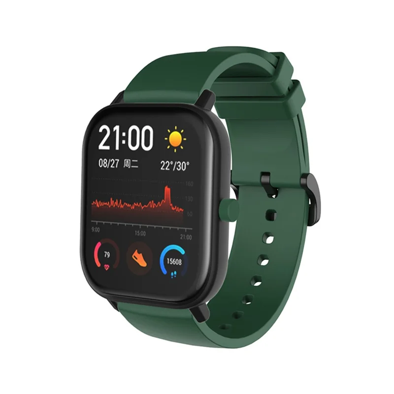 Replacement Silicone Smart Watch Band Adjustable Wrist Strap 20mm for Polar Pacer Pro/Samsung Galaxy Watch4 Classic 46mm 42mm/Watch4 44mm 40mm/Huami Amazfit GTS - Blackish Green