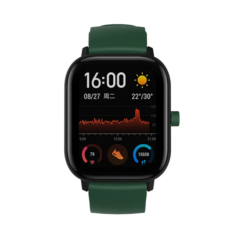 Replacement Silicone Smart Watch Band Adjustable Wrist Strap 20mm for Polar Pacer Pro/Samsung Galaxy Watch4 Classic 46mm 42mm/Watch4 44mm 40mm/Huami Amazfit GTS - Blackish Green