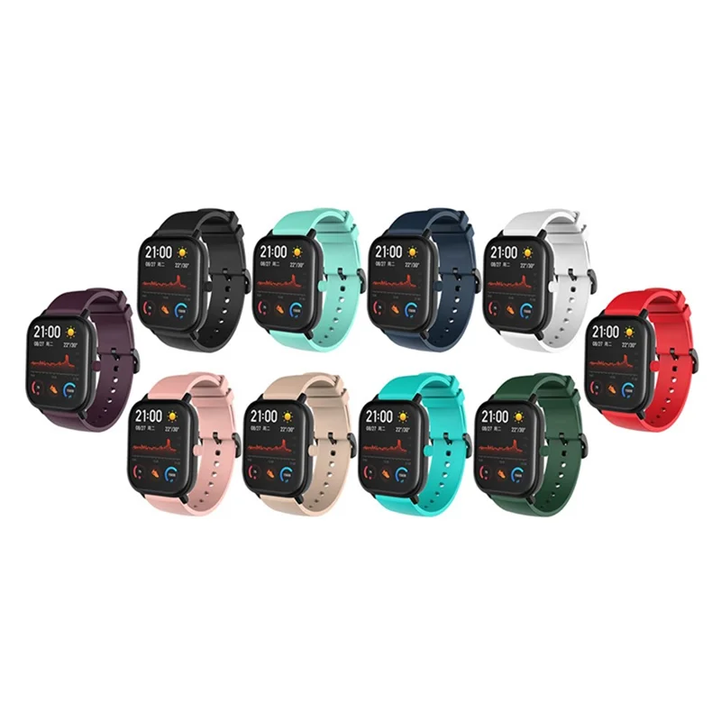 Replacement Silicone Smart Watch Band Adjustable Wrist Strap 20mm for Polar Pacer Pro/Samsung Galaxy Watch4 Classic 46mm 42mm/Watch4 44mm 40mm/Huami Amazfit GTS - Blackish Green