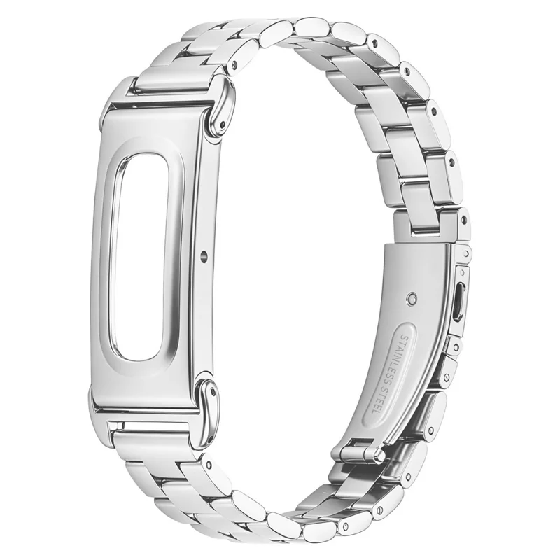 For Google Fitbit Air Stainless Steel Watch Band Three Bead Chain Link Strap - Silver