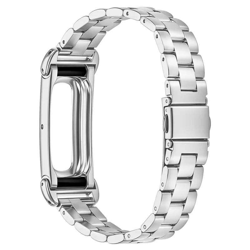For Google Fitbit Air Stainless Steel Watch Band Three Bead Chain Link Strap - Silver