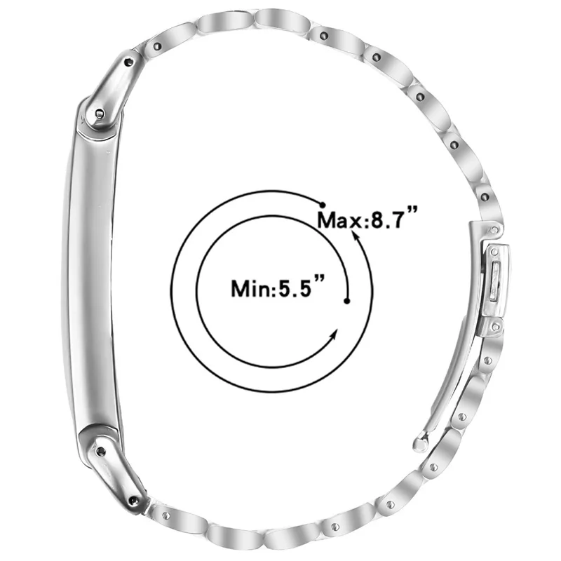 For Google Fitbit Air Stainless Steel Watch Band Three Bead Chain Link Strap - Silver