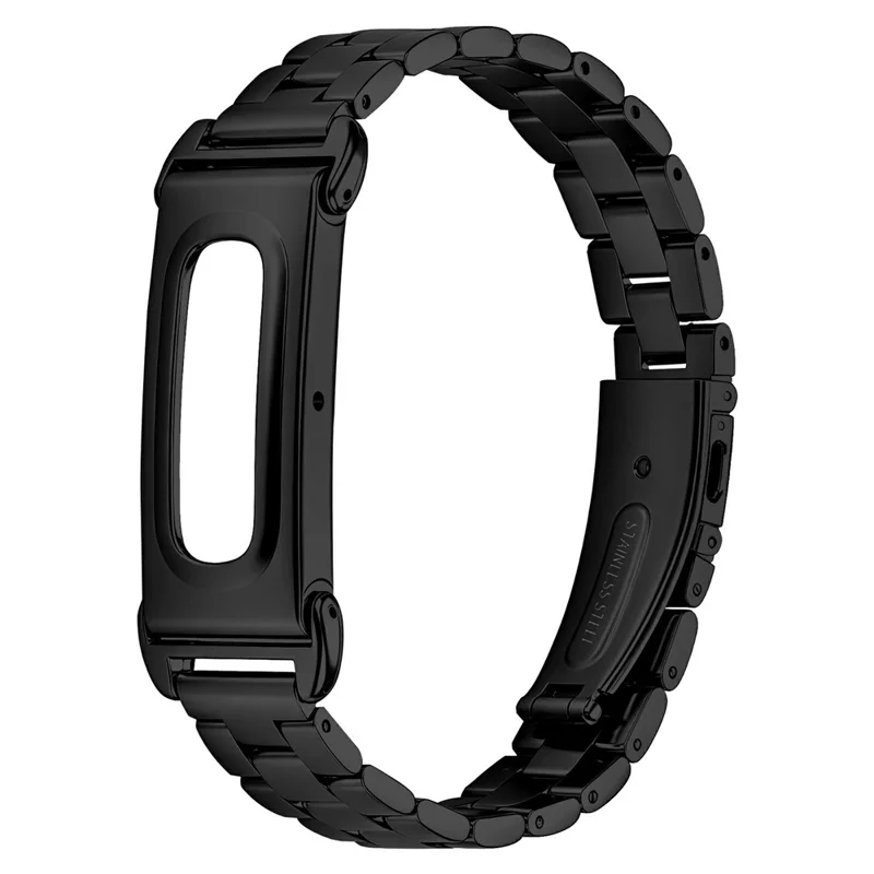 For Google Fitbit Air Stainless Steel Watch Band Three Bead Chain Link Strap - Black