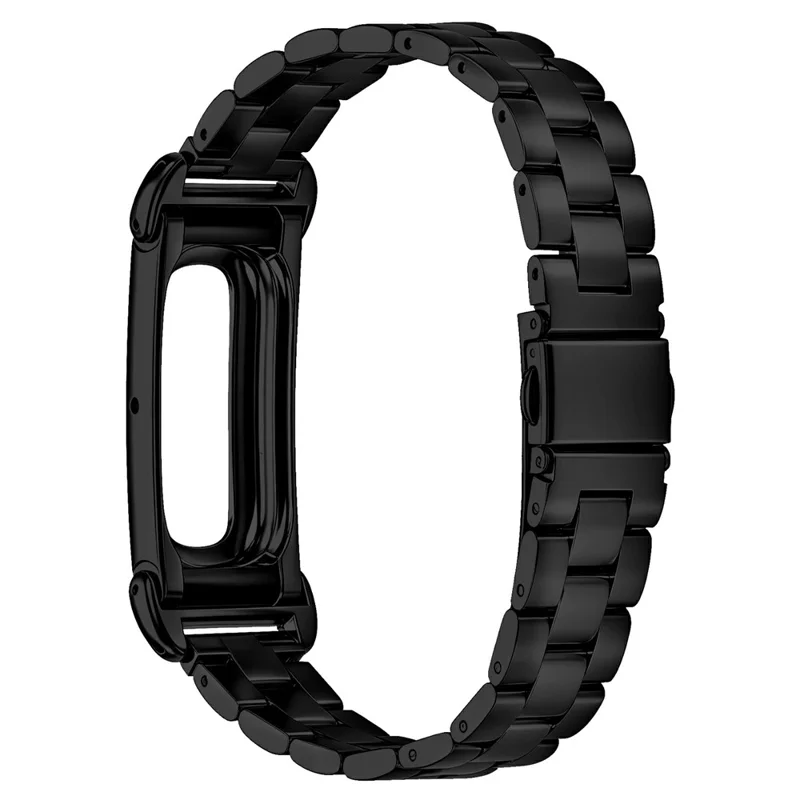 For Google Fitbit Air Stainless Steel Watch Band Three Bead Chain Link Strap - Black