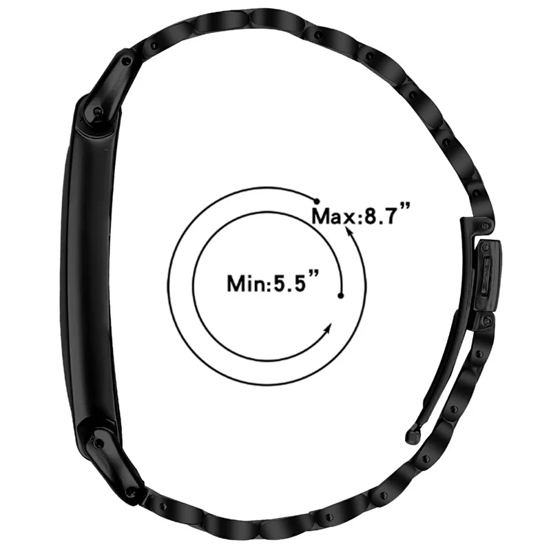 For Google Fitbit Air Stainless Steel Watch Band Three Bead Chain Link Strap - Black