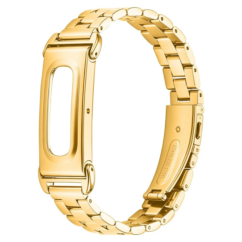 For Google Fitbit Air Stainless Steel Watch Band Electroplating Three Bead Chain Link Strap - Gold