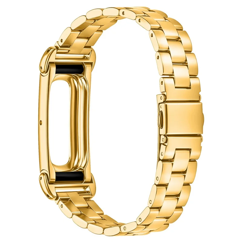 For Google Fitbit Air Stainless Steel Watch Band Electroplating Three Bead Chain Link Strap - Gold
