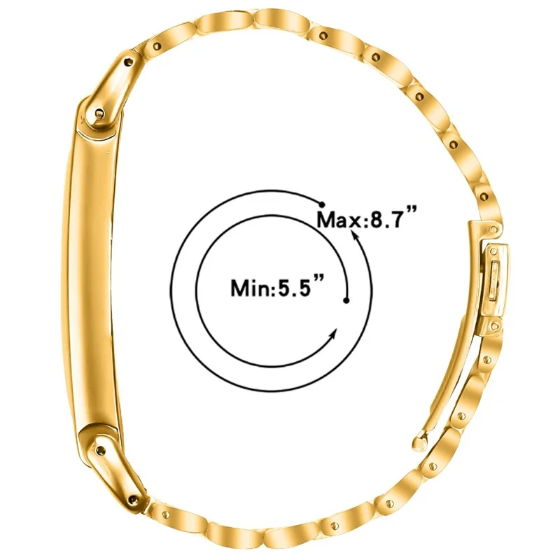 For Google Fitbit Air Stainless Steel Watch Band Electroplating Three Bead Chain Link Strap - Gold