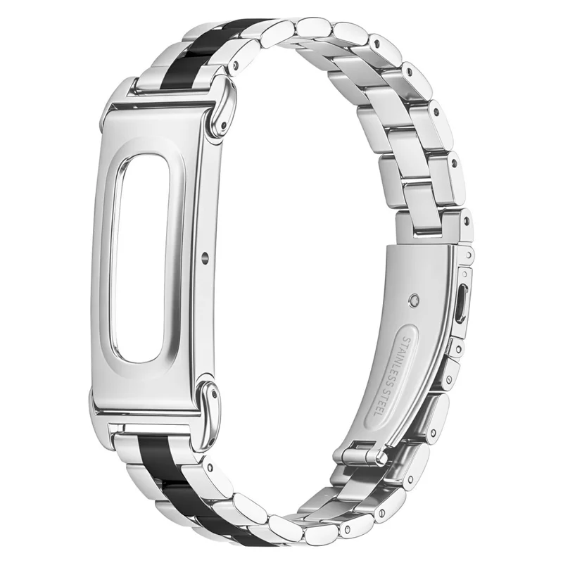 For Google Fitbit Air Stainless Steel Watch Band Contrast Color Three Bead Chain Link Strap - Silver / Black