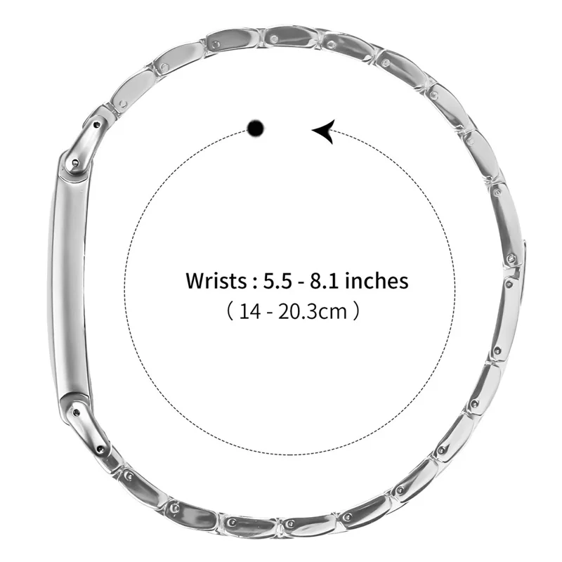 For Google Fitbit Air Watch Band Three-Bead Rhinestone Decor Stainless Steel Strap - Silver