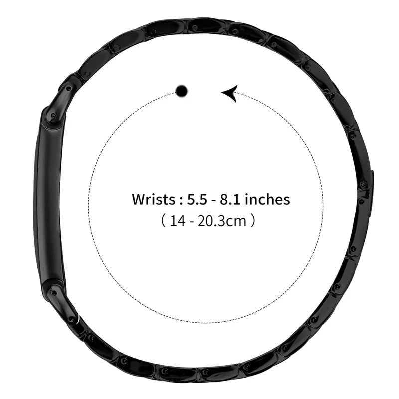 Opaska do Google Fitbit Air Watch Band z trzema kryształkami, galwanizowana stalowa opaska z kryształkami - Czarna