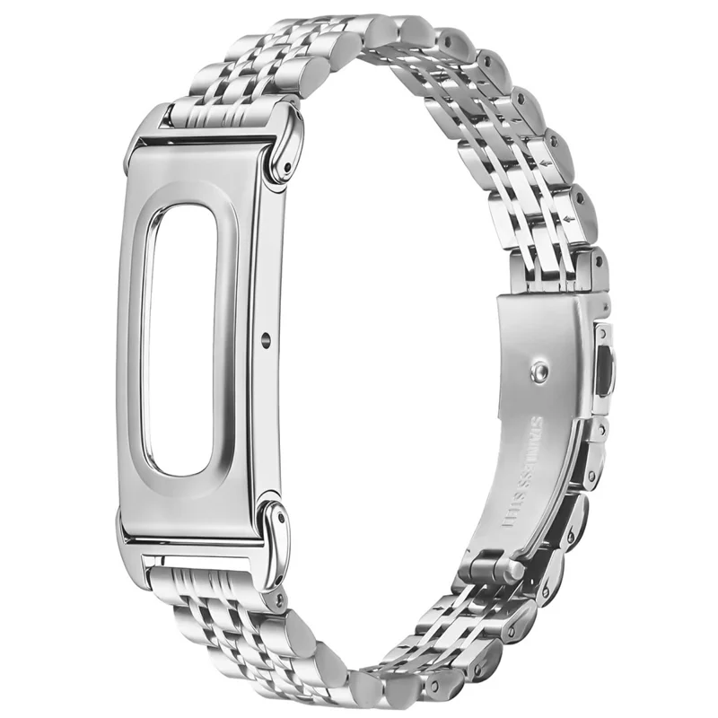 For Google Fitbit Air Stainless Steel Watch Band Slim Beaded Link Strap - Silver