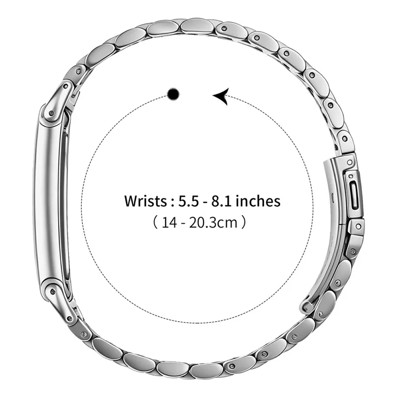For Google Fitbit Air Stainless Steel Watch Band Slim Beaded Link Strap - Silver
