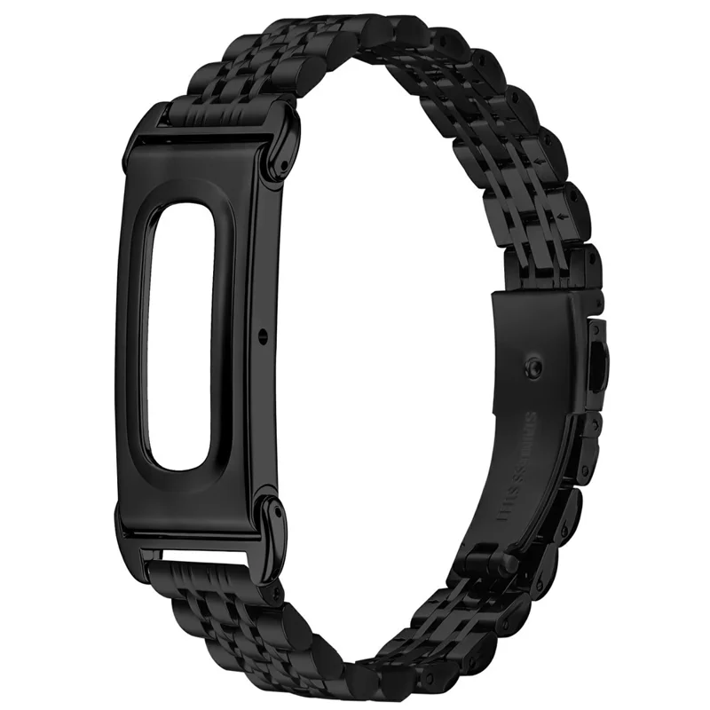 For Google Fitbit Air Stainless Steel Watch Band Slim Beaded Link Strap - Black