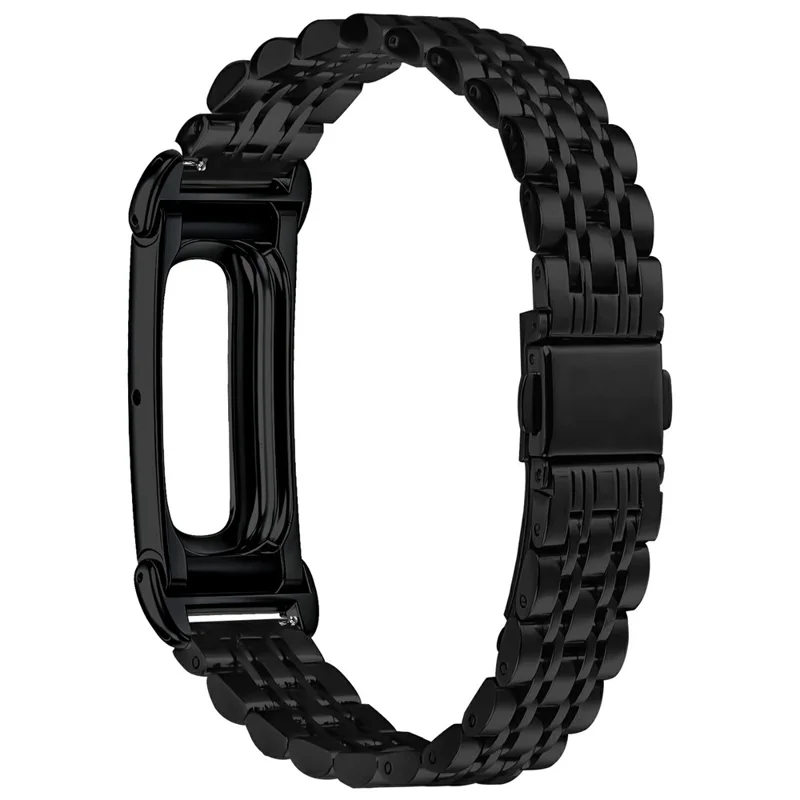 For Google Fitbit Air Stainless Steel Watch Band Slim Beaded Link Strap - Black