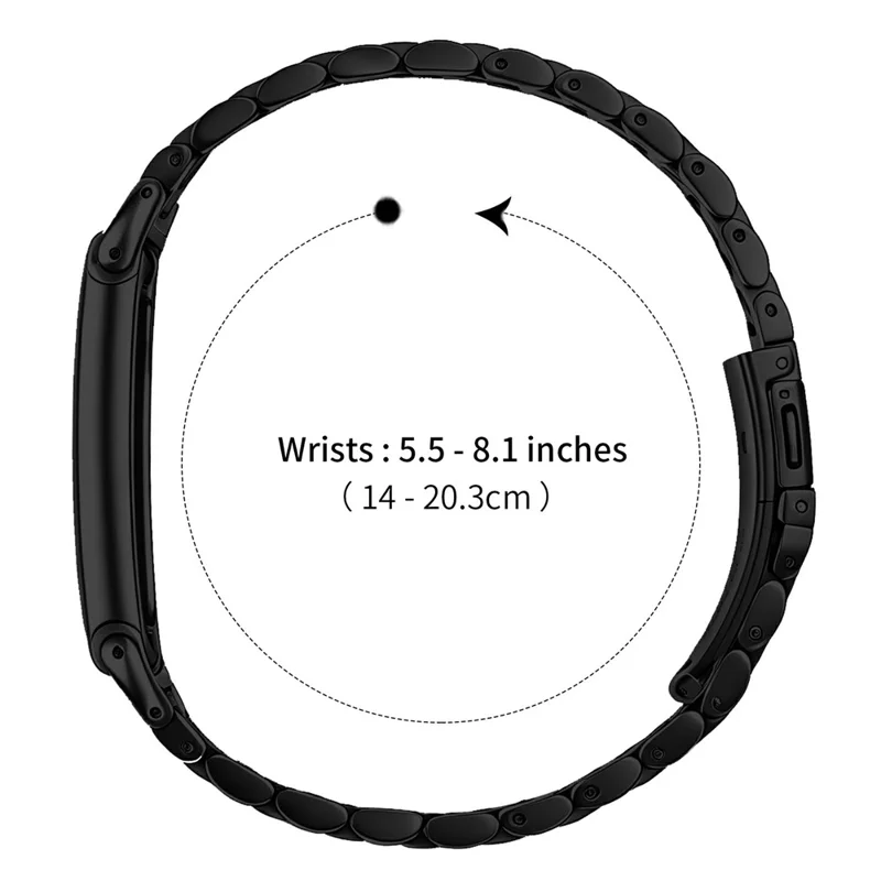 For Google Fitbit Air Stainless Steel Watch Band Slim Beaded Link Strap - Black