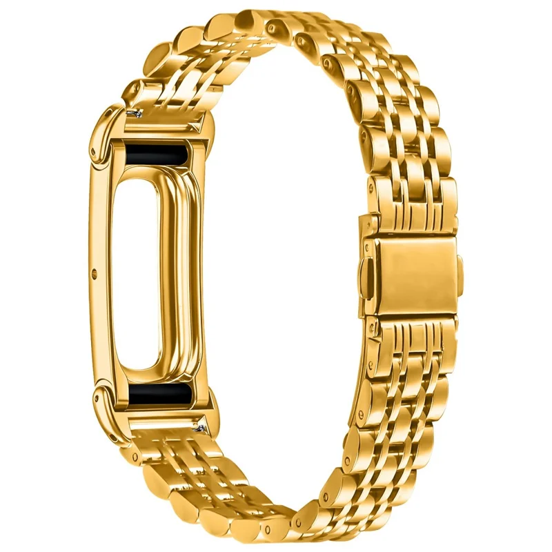 For Google Fitbit Air Stainless Steel Watch Band Eletroplating Slim Beaded Link Strap - Gold