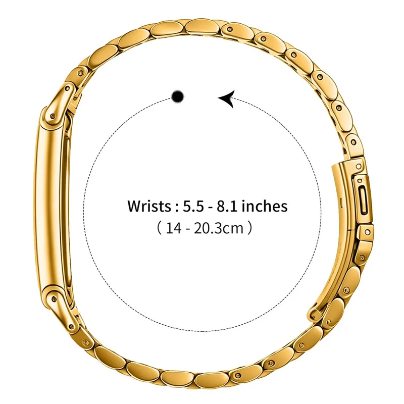 For Google Fitbit Air Stainless Steel Watch Band Eletroplating Slim Beaded Link Strap - Gold