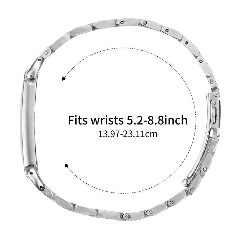 For Google Fitbit Air Metal Watch Band Stainless Steel Five-Bead Slim Strap - Silver