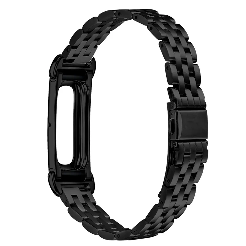 For Google Fitbit Air Metal Urband Styrlæg Fem-Bead Sølv Stribe - Sort