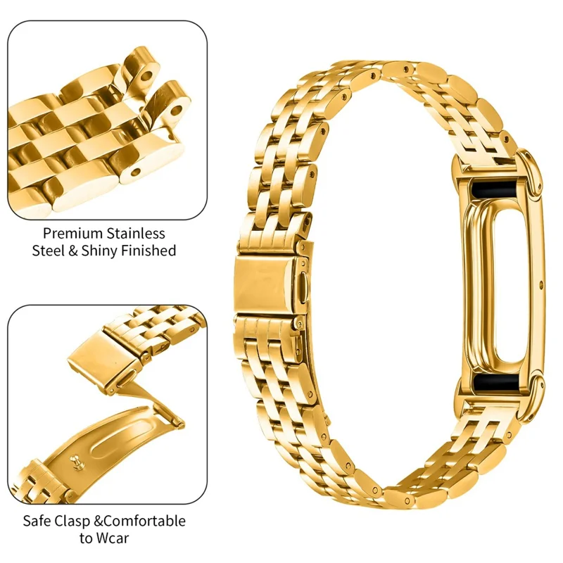 Cinturino Metallico per Google Fitbit Air, Cinturino Sottile Placcato in Acciaio Inossidabile a Cinque Maglie - Oro