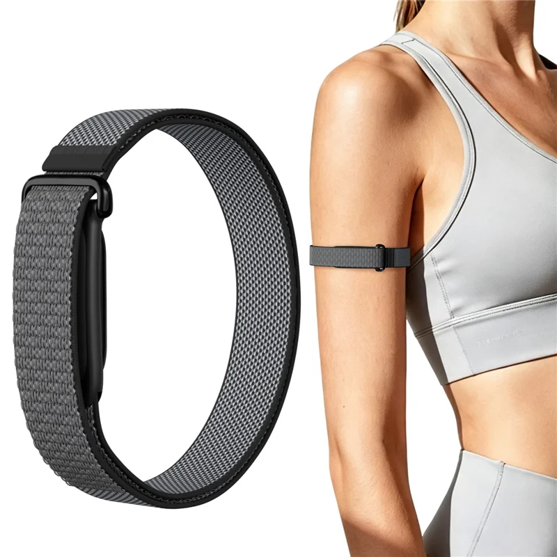 For Google Fitbit Air Nylon Woven Strap Magic Tape Adjustable Arm Band Comfortable Wear - Black