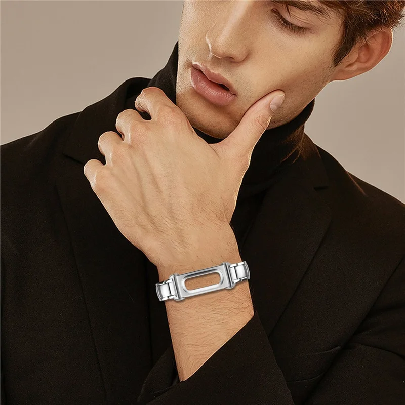 For Google Fitbit Air Band com Pulseira em Aço Inoxidável Metal de Reposição com Capa - Prata