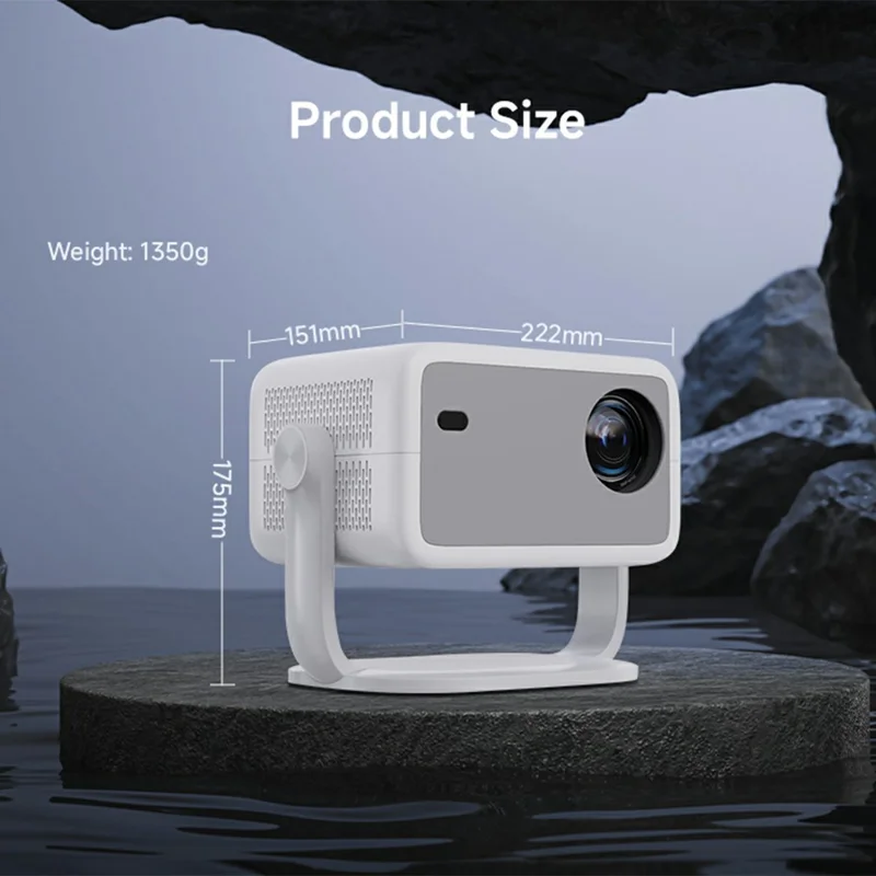 L018AR Full HD 1080P LCD Projector Android 14 H726 Auto Focus Keystone Dual-Band WiFi 6 Home Theater - White+Grey / US Plug