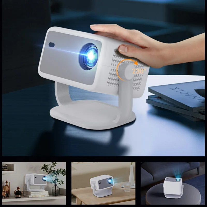 L018AR Full HD 1080P LCD Projector Android 14 H726 Auto Focus Keystone Dual-Band WiFi 6 Home Theater - White+Grey / US Plug