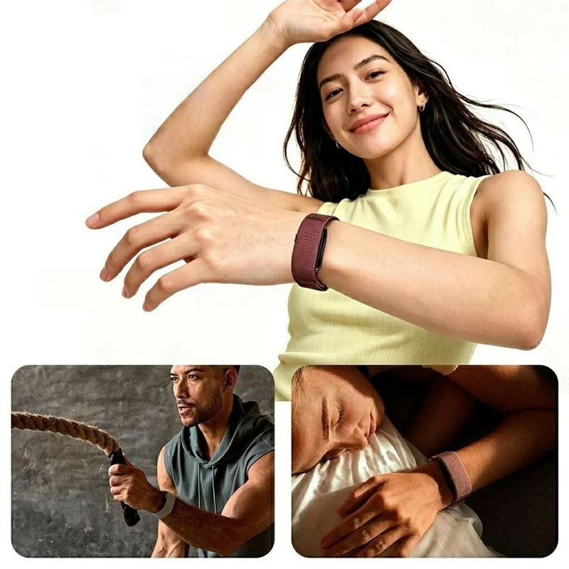 Size S-M Nylon Strap for Garmin CIRQA Smart Band Magic Tape Breathable Adjustable Band - Deep Pink