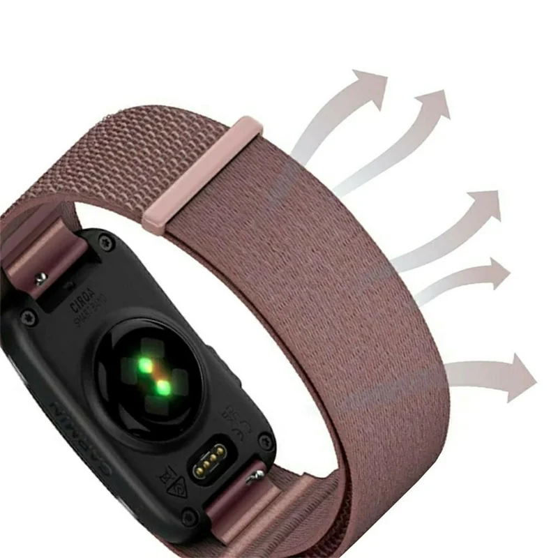 Size S-M Nylon Strap for Garmin CIRQA Smart Band Magic Tape Breathable Adjustable Band - Deep Pink