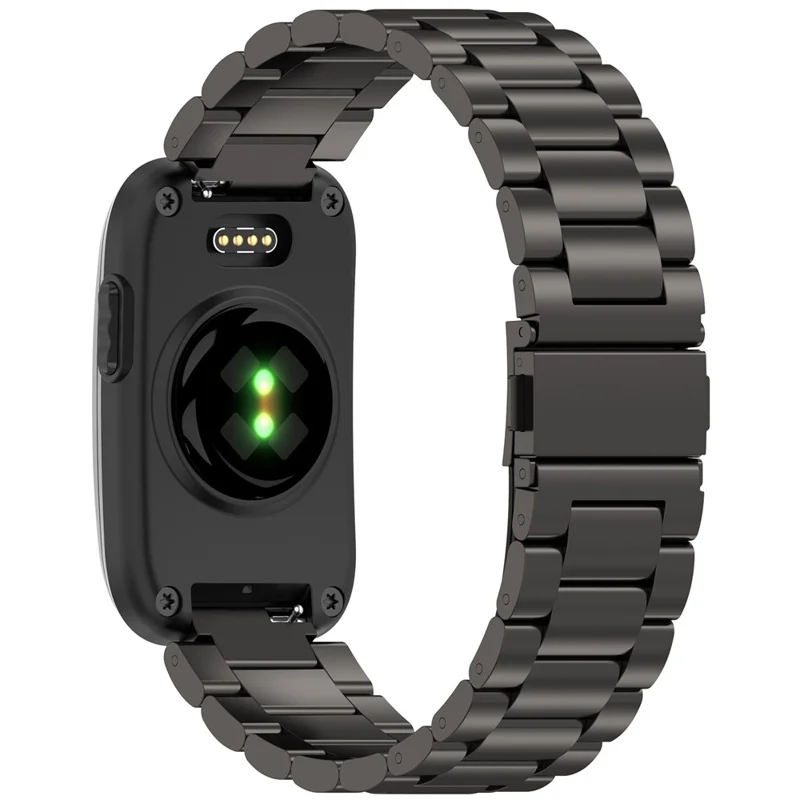 For Garmin CIRQA Smart Band Stainless Steel Watch Strap Three-Bead Replacement Metal Band - Black